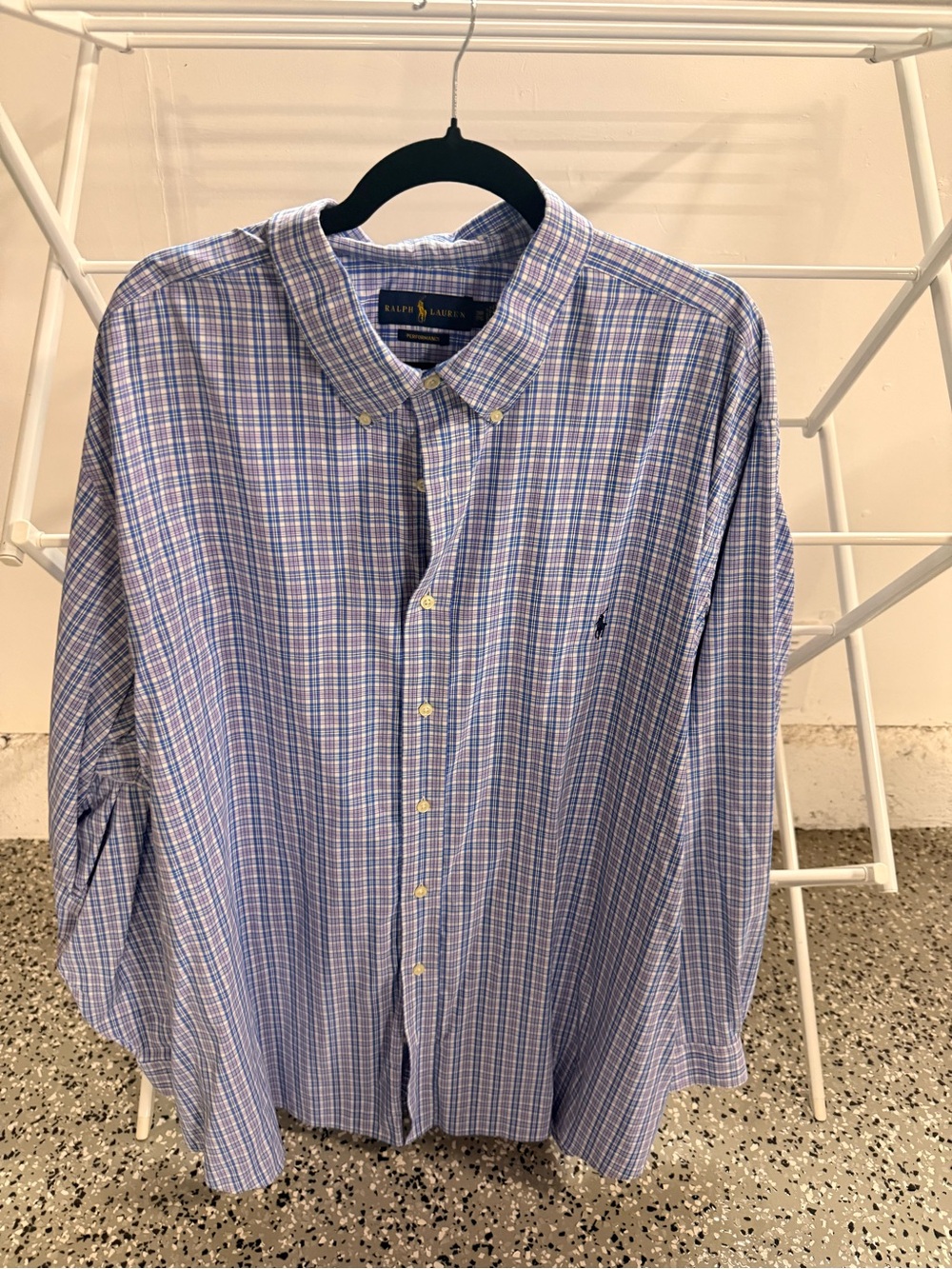Ralph Lauren Light Blue & White Plaid Button-Down Shirt